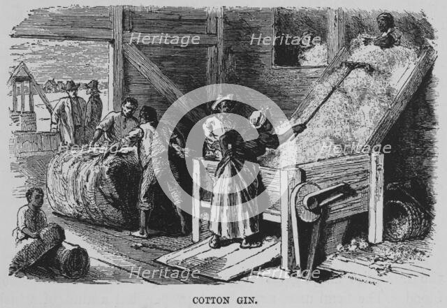 Cotton gin, 1882. Creators: Unknown, Vizetelly & Company.