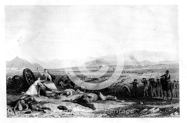 Execution by firing squad, Culloden Moor, Scotland, 1860.Artist: H Griffiths