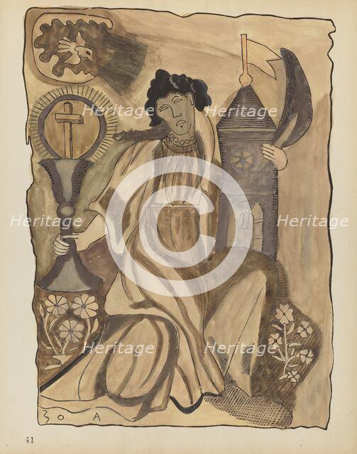 Plate 41: Saint Barbara: From Portfolio "Spanish Colonial Designs of New Mexico", 1935/1942. Creator: Unknown.