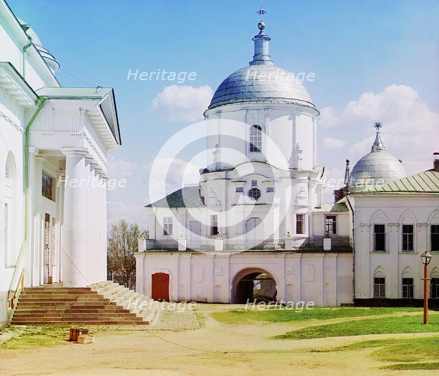 Gateway into Nil's Hermitage [St Nil Stolbensky Monastery, Lake Seliger], 1910. Creator: Sergey Mikhaylovich Prokudin-Gorsky.