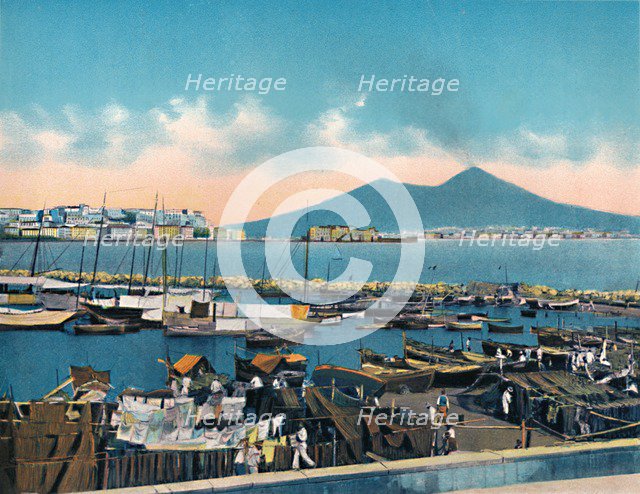 'Napoli - Mergellina Con Vesuvio', (Mergellina With Vesuvius), c1900. Creator: Unknown.
