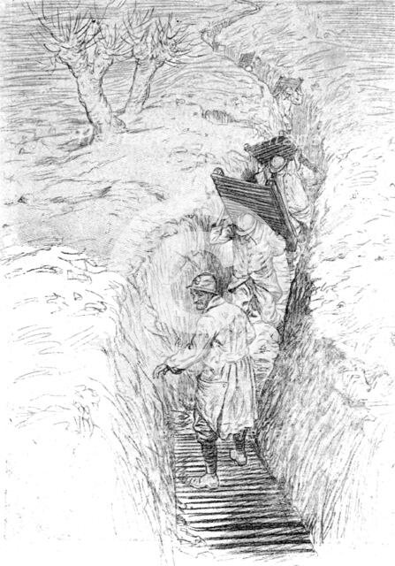''Le second hiver aux tranchees; le "plancheiage" d'un boyau.', 1916. Creator: Unknown.