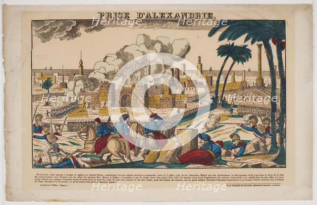 Capture of Alexandria by Napoleon on July 3, 1798, 1799. Artist: Imagerie d'Épinal, Vosges  
