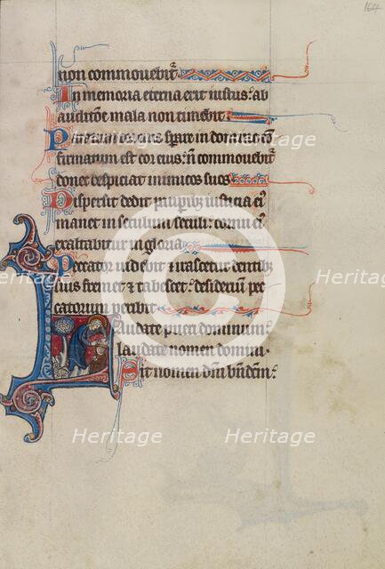 Initial L: Samuel Crowning David; Bute Psalter, text and illumination about 1285. Creator: Bute Master.