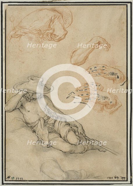 Study of Shepherd at Rest, with several detail studies. Creator: Abraham Bloemaert.