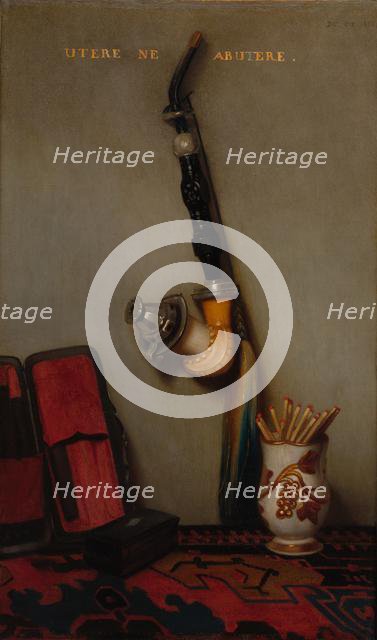 Still Life with Pipe and Matches and Still Life with Herring, Bread, and Cheese (pair), 1858. Creator: Alexandre-Gabriel Decamps (French, 1803-1860).