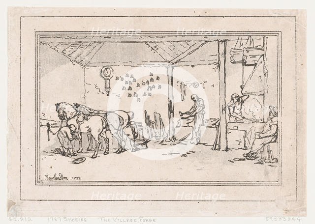 Shoeing: The Village Forge (A Farrier's Shop), 1787., 1787. Creator: Thomas Rowlandson.