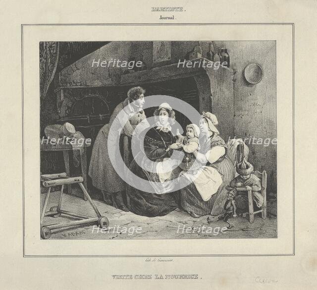 Visite Chez la Nourrice (Visit to the Wetnurse) (from Journal l'Artiste), 19th century. Creator: Victor Adam.