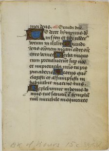 Illuminated Manuscript Leaf from a Book of Hours, n.d. Creator: Unknown.