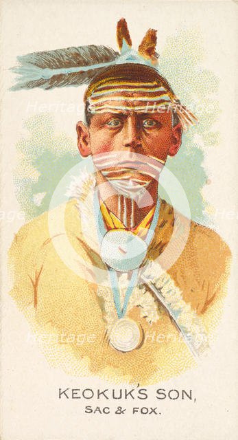 Keokuk's Son, Sac and Fox, from the American Indian Chiefs series (N2) for Allen & Ginter ..., 1888. Creator: Allen & Ginter.
