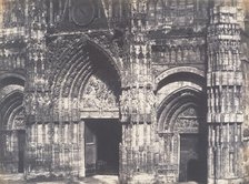 Bas du Portail, Côté de la Place, Cathédrale de Rouen, 1852-54. Creator: Edmond Bacot.