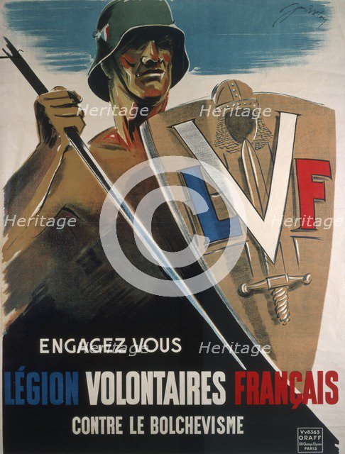 Join the LVF against the Bolsheviks, pub. 1942 (colour lithograph)