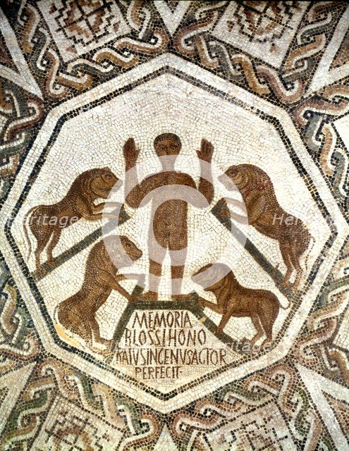 Daniel in the lions' den, Roman mosaic, 5th century. Artist: Unknown