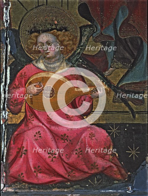 Altarpiece of Santa Maria of Santes Creus, detail of an angel musician.