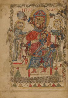 The Virgin and Child Enthroned; Gospel Book, 1386. Creator: Unknown.