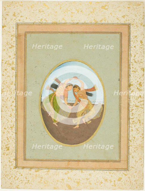 Two Girls Performing Kathak, 18th century. Creator: Unknown.