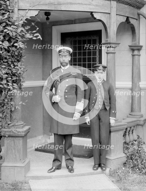 The Prince of Wales and Prince Edward at the Royal Naval College, Osborne, Isle of Wight, 1908. Creator: Kirk & Sons of Cowes.