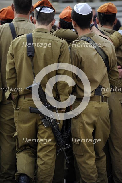 Soldiers of Israel's military visiting the Western Wall, Jerusalem, Israel, 2013. Creator: LTL.