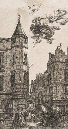 Tourelle Rue de l'Ecole de Médecine, 22 (House with a Turret, No 22, rue de l'Eco..., 1861 or later. Creator: Charles Meryon.