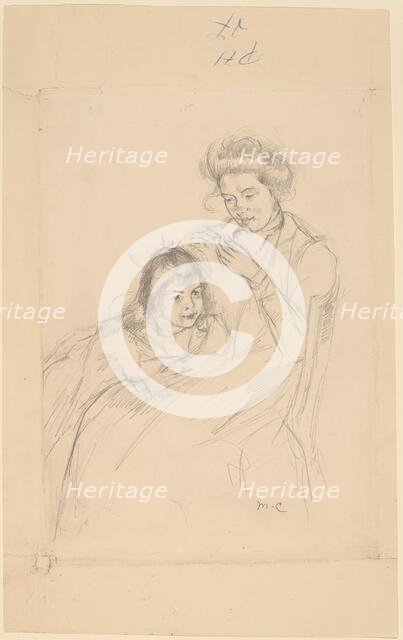 Margot Leaning against Reine's Knee, c. 1902. Creator: Mary Cassatt.