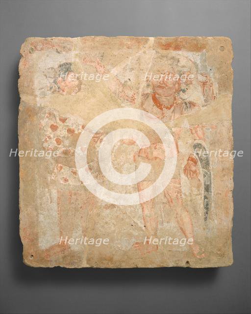 Panel with the god Shiva/Oesho and worshiper, ca. 3rd century A.D.. Creator: Unknown.