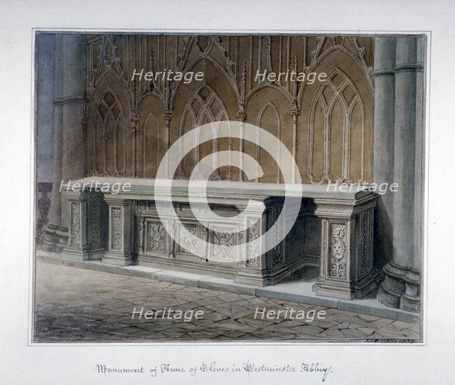 Anne of Cleves' monument, Westminster Abbey, London, 1829.      Artist: John Chessell Buckler