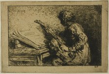 Guitar Player, 1845. Creator: Charles Emile Jacque.