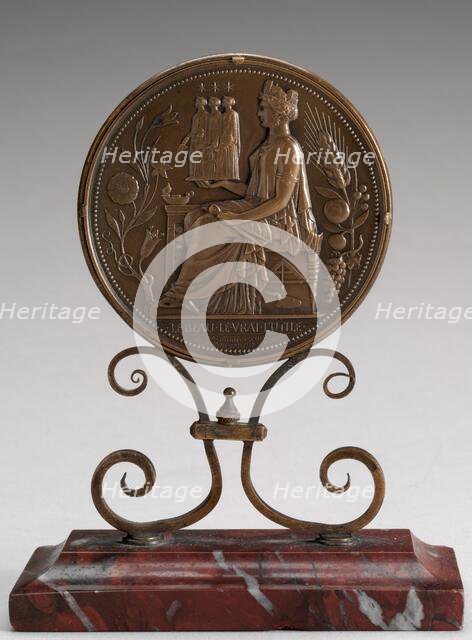 Architecture Holding Statues of Personifications of Structure, Form, and Color (Medal for the Sociét Creator: Eugène-André Oudiné.