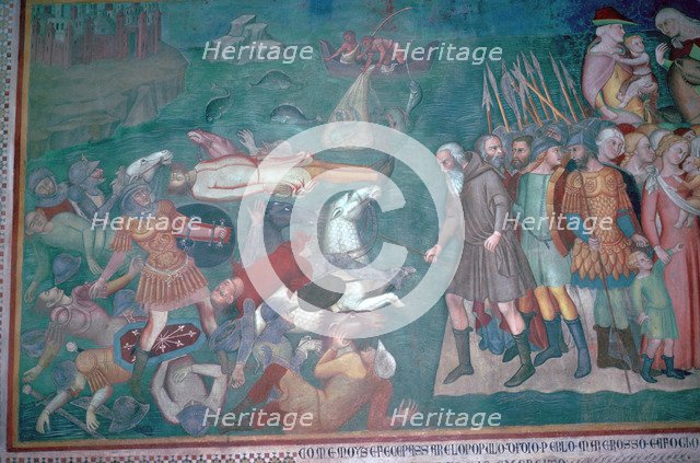 Fresco of the Israelites crossing the Red Sea, 14th century. Artist: Bartolo di Fredi