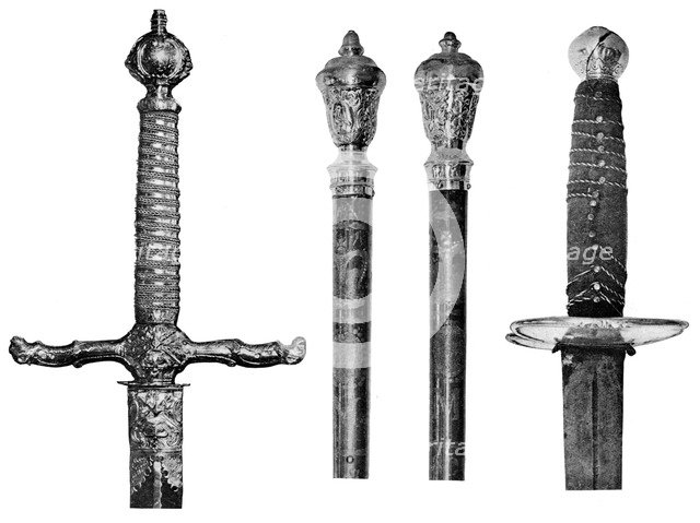 Liverpool's swords and wooden staves, 1910. Artist: Unknown