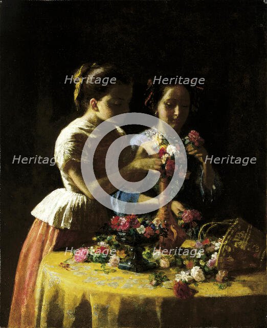 Girls and Flowers, 1855. Creator: George Cochran Lambdin.