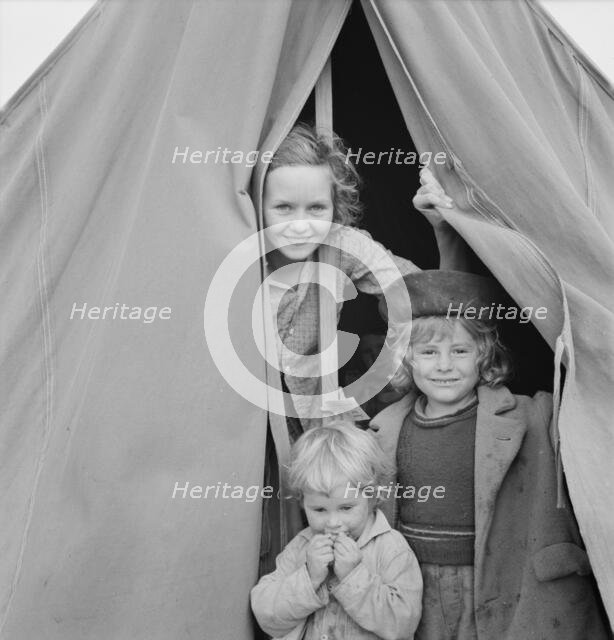 Lighthearted kids in Merrill FSA camp, Klamath County, Oregon, 1939. Creator: Dorothea Lange.