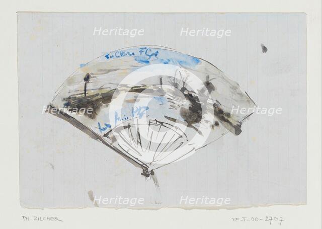 Fan with landscape, 1867-1930. Creator: Philip Zilcken.