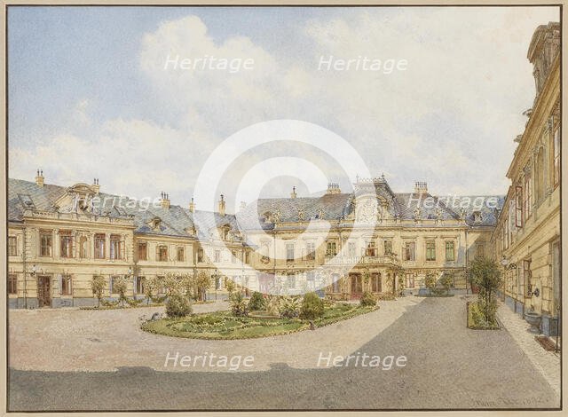 Palace of Archduke Karl Ludwig of Austria in Vienna, view of the courtyard, 1892. Creator: Alt, Franz (1821-1914).