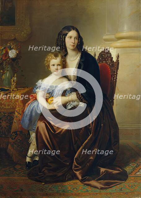 Leonie Countess Lanckoronska, née Countess Potocka, with her son Karl, 1852. Creator: Carl von Blaas.