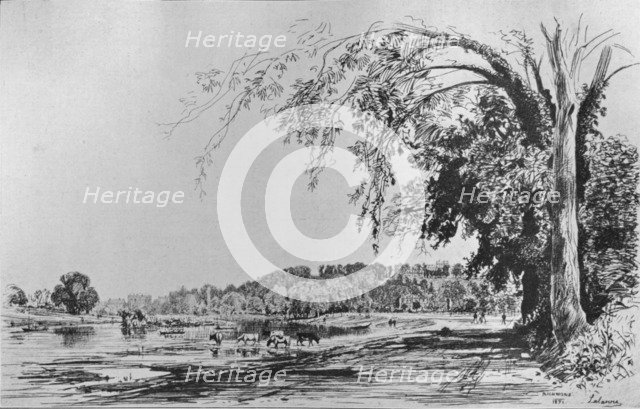 'View of Richmond from the Thames', 1871. Artist: Maxime Lalanne.