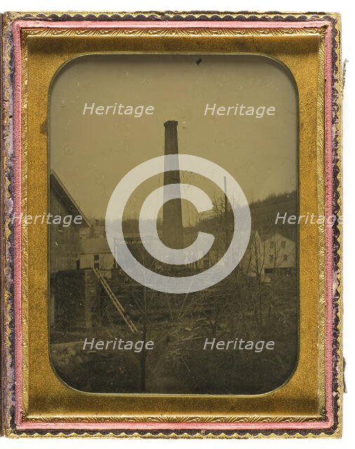 Factory Building with Chimney Construction, 19th century. Creator: Unknown.