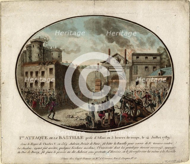 The Storming of the Bastille on 14 July 1789, 1789. Artist: Cornu, Jean-Alexis (1755-1807)