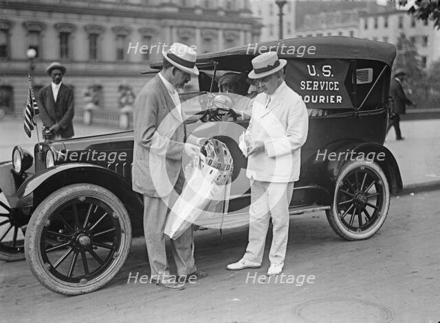 Post Office Department - Auto Mail Transport, 'U.S. Service Courier': C.H. Claudy..., 1917 or 1918. Creator: Harris & Ewing.