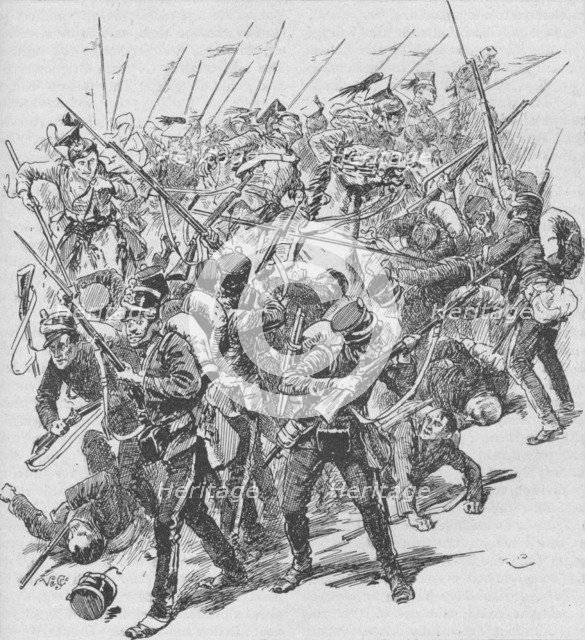 'The Charge of the Austrian Lancers', 1902. Artist: Unknown.