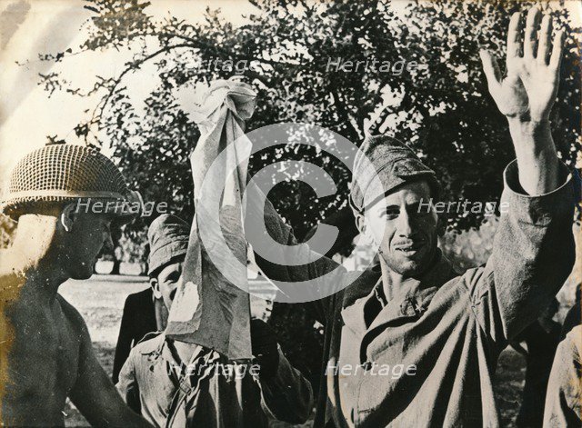 Italian troops surrender in Sicily, July 1943. Artist: Unknown