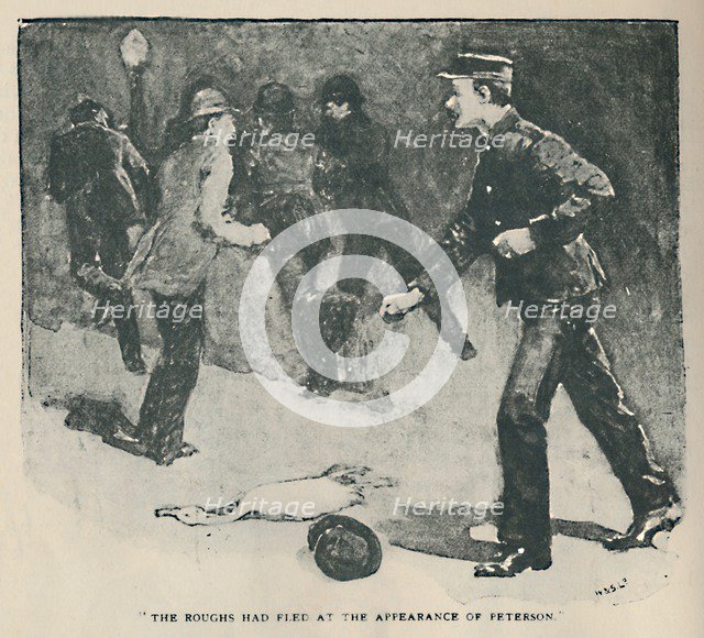 'The Roughs Had Fled At The Appearance of Peterson', 1892. Artist: Sidney E Paget.