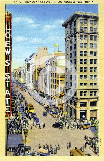 Broadway at 7th Street, Los Angeles, California, USA, 1931. Artist: Unknown