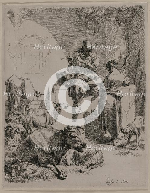 The Piping Shepherd, 1652. Creator: Nicolaes Berchem (Dutch, 1620-1683).