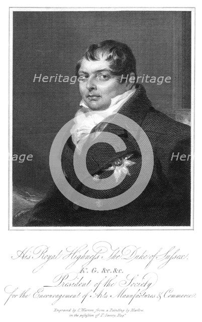 'His Royal Highness the Duke of Sussex', 19th century. Artist: C Warren