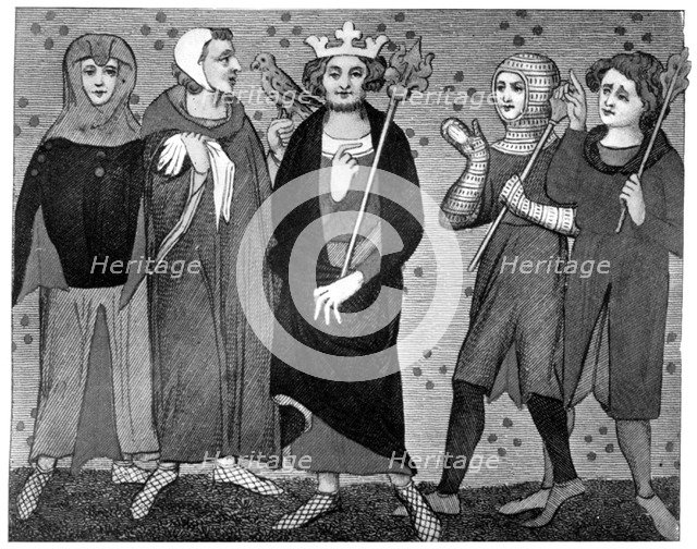 King and Court, late 13th-14th century, (1910). Artist: Unknown