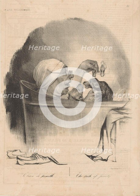 Le bain de famille (The bath of family), 1837. Creator: Daumier, Honoré (1808-1879).