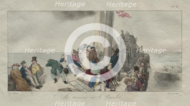Souvenirs of London: Crossing on the Packet Boat, 1826. Creator: Eugène Louis Lami (French, 1800-1890).