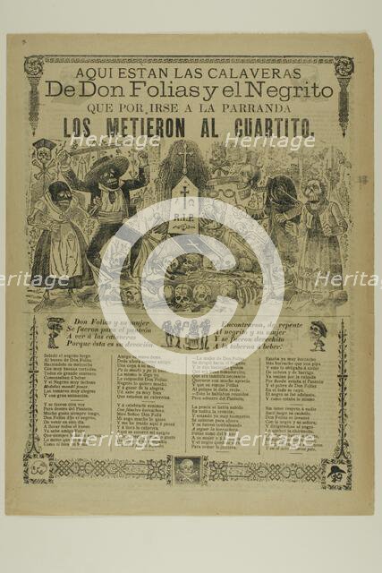 Aquí están las calaveras de Don Folias y el Negrito (Here Are the Calaveras of Don Folias..., n.d. Creator: José Guadalupe Posada.