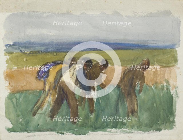 Study of four labourers working in a field, c1875-1944. Creator: George Clausen.